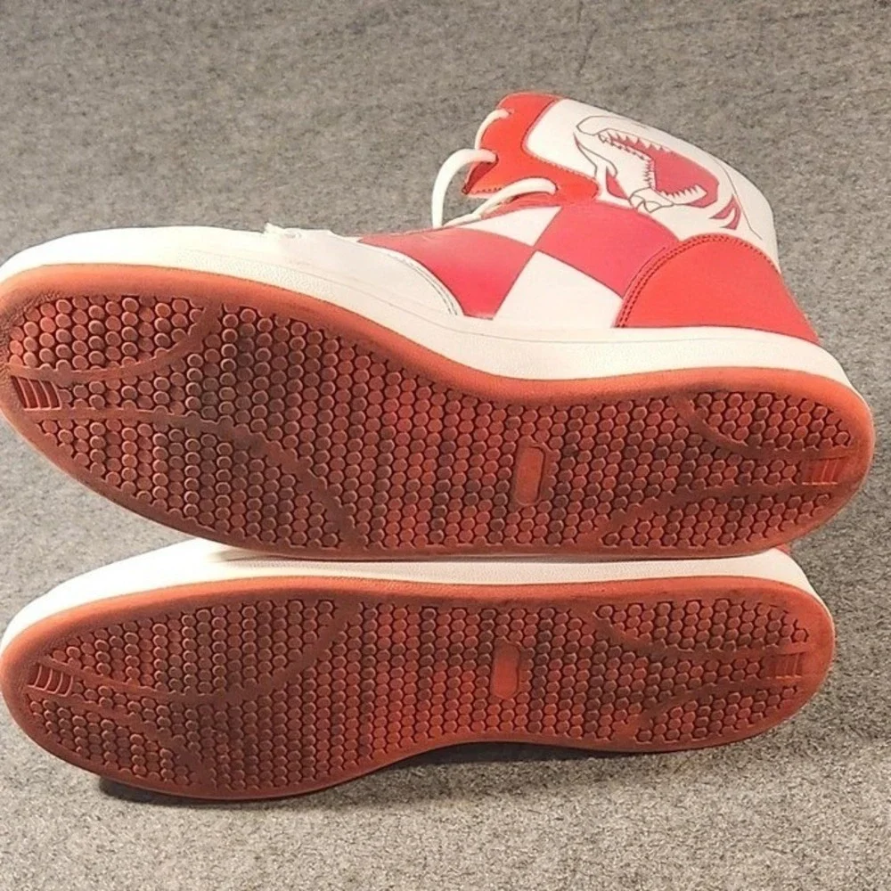 FUN Power‎ Rangers Red Ranger Shoes Mens Size 13 Red White High Top Sneakers